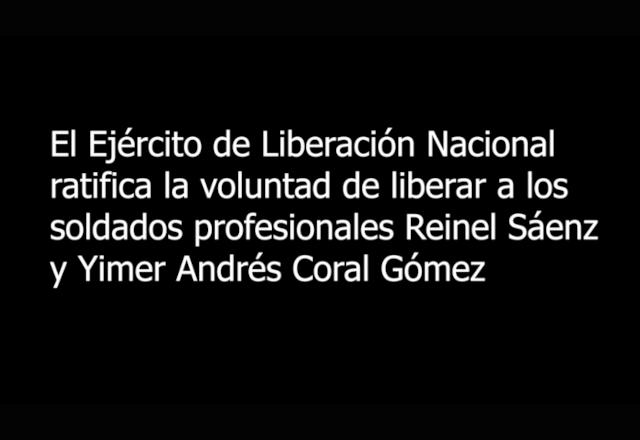 EL ELN MANTIENE LA VOLUNTAD DE LIBERAR A MILITARES CAPTURADOS COMO ESPÍAS